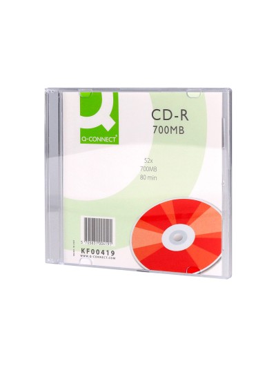 Cd-r q-connect capacidad 700mb duracion 80min velocidad 52x caja slim