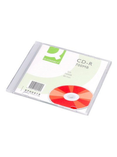 Cd-r q-connect capacidad 700mb duracion 80min velocidad 52x caja slim