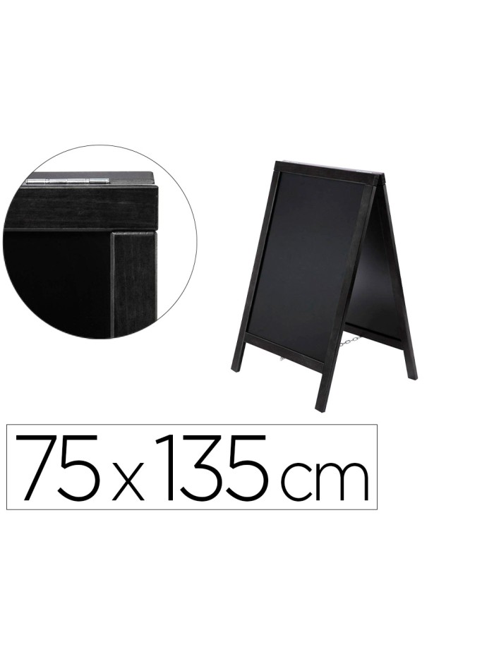Pizarra negra liderpapel caballete doble cara de madera con superficie para rotuladores 75x135 cm Pizarra negra liderpapel caballete doble cara de madera con superficie para rotuladores 75x135 cm