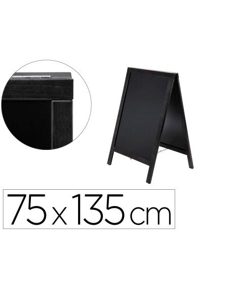 Pizarra negra liderpapel caballete doble cara de madera con superficie para rotuladores 75x135 cm