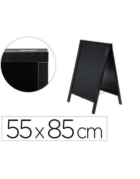 Pizarra negra liderpapel caballete doble cara de madera con superficie para rotuladores tipo tiza 55x85 cm