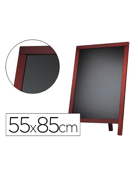 Pizarra negra liderpapel caballete y marco de madera con superficie para rotuladores tipo tiza 55x85cm