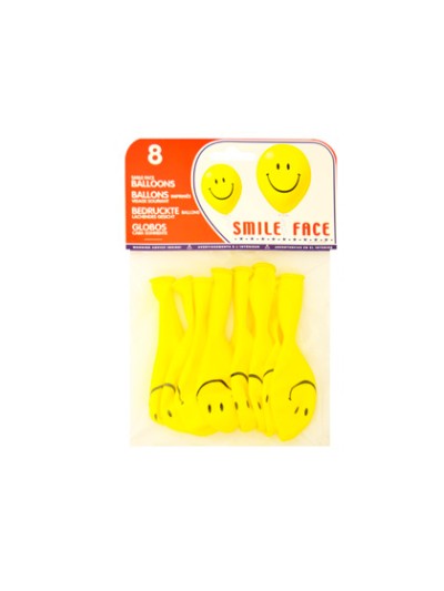 Globo 100% latex biodegradable cara sonriente bolsa de 8 unidades