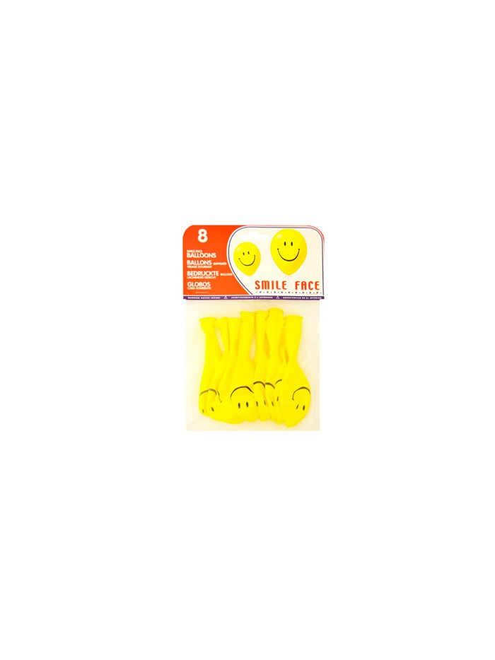 Globo 100% latex biodegradable cara sonriente bolsa de 8 unidades Globo 100% latex biodegradable cara sonriente bolsa de 8 unidades