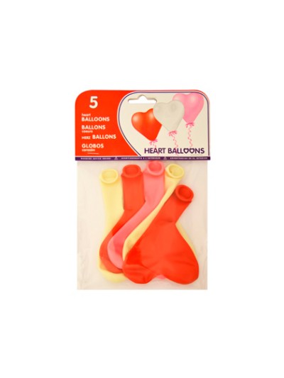Globo 100% latex biodegradable con forma corazon bolsa de 5 unidades