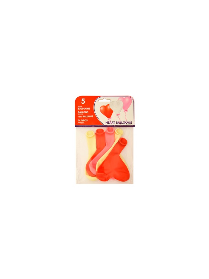 Globo 100% latex biodegradable con forma corazon bolsa de 5 unidades Globo 100% latex biodegradable con forma corazon bolsa de 5 unidades