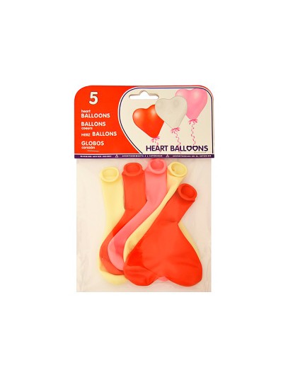 Globo 100% latex biodegradable con forma corazon bolsa de 5 unidades