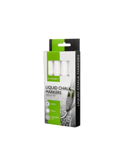 Rotulador q-connect tiza liquida punta redonda trazo 3 mm caja de 4 unidades color blanco