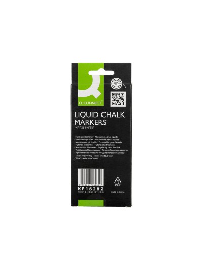 Rotulador q-connect tiza liquida punta redonda trazo 3 mm caja de 4 unidades color blanco