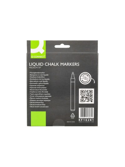 Rotulador q-connect tiza liquida punta redonda trazo 3 mm caja de 8 unidades colores surtidos