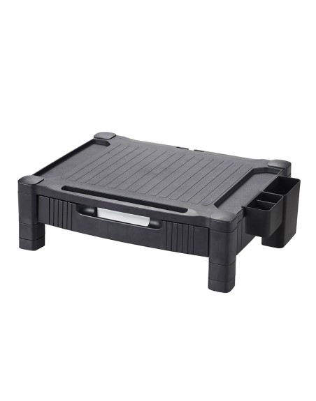 Soporte q-connect para monitor /impresora ajustable altura 10,3cm a 13,3cm con cajon color negro 434x336x133 mm