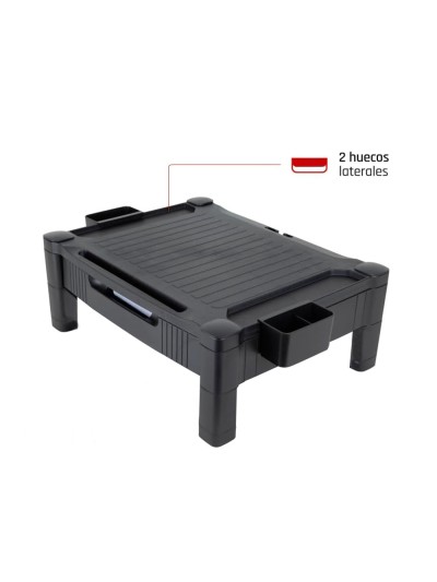 Soporte q-connect para monitor /impresora ajustable altura 10,3cm a 13,3cm con cajon color negro 434x336x133 mm