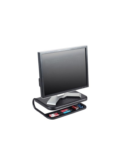 Soporte q-connect para portatil y monitor de pc con bandeja organizadora color negro 380x295x110 mm