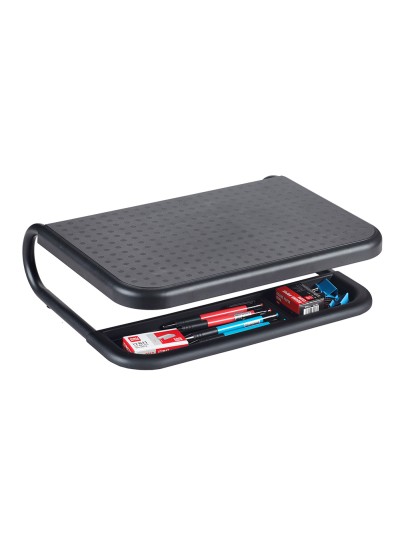 Soporte q-connect para portatil y monitor de pc con bandeja organizadora color negro 380x295x110 mm