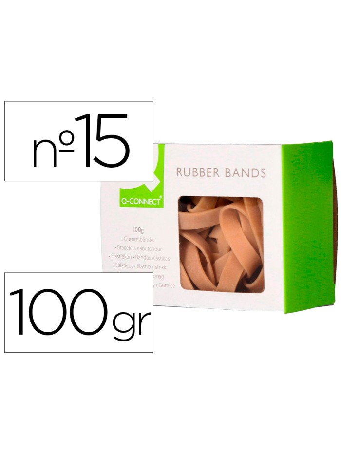 Bandas elasticas q-connect 100 gr 150x9 mm numero 15 Bandas elasticas q-connect 100 gr 150x9 mm numero 15