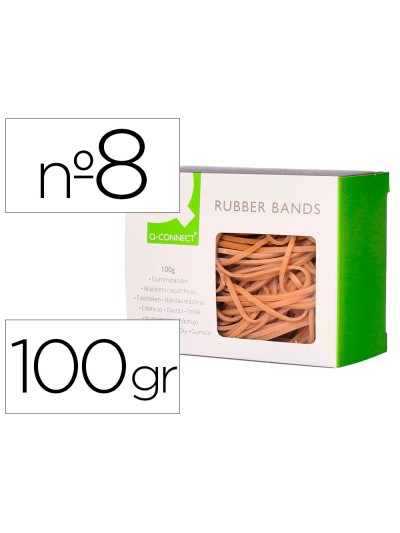 Gomillas elasticas q-connect 100 gr numero 8 80 x 2 mm