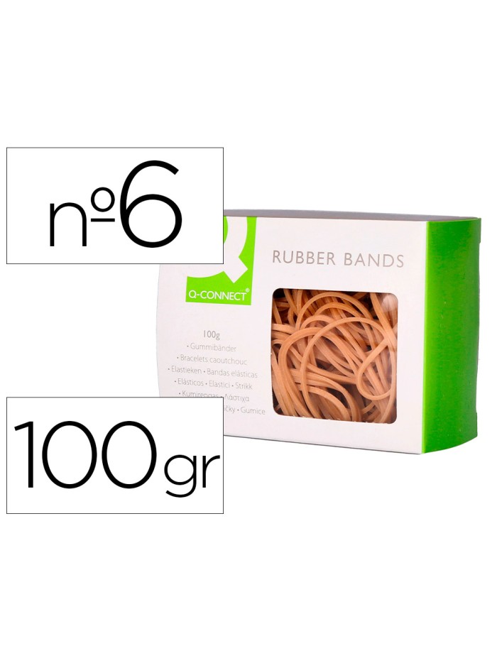 Gomillas elasticas q-connect 100 gr numero 6 60 x 2 mm Gomillas elasticas q-connect 100 gr numero 6 60 x 2 mm