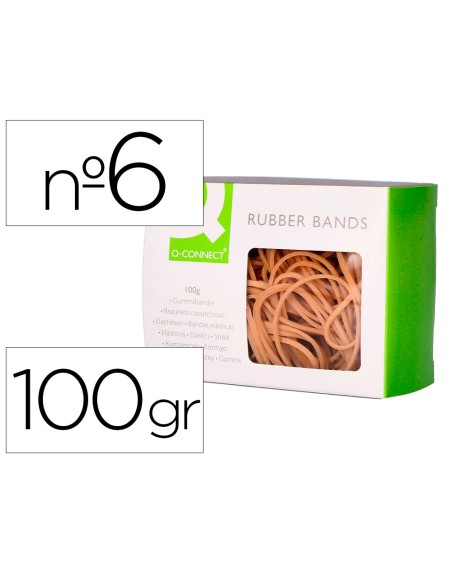 Gomillas elasticas q-connect 100 gr numero 6 60 x 2 mm