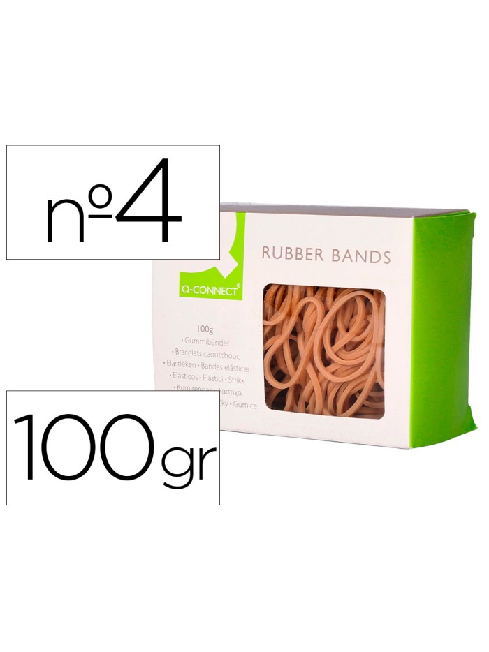 Gomillas elasticas q-connect 100 gr numero 4 40 x 2 mm Gomillas elasticas q-connect 100 gr numero 4 40 x 2 mm