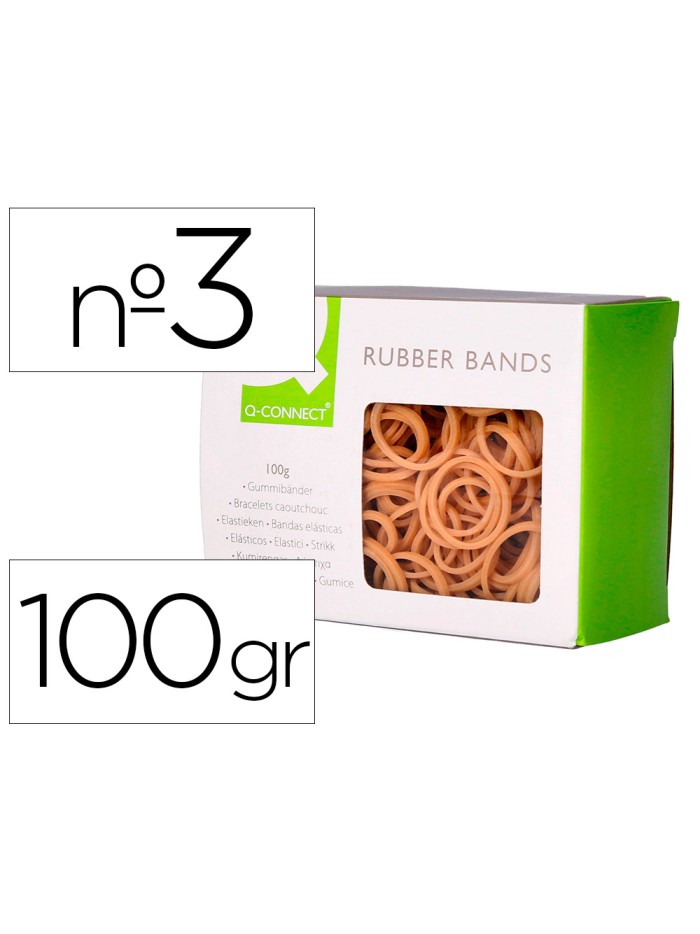 Gomillas elasticas q-connect 100 gr numero 3 30 x 2 mm Gomillas elasticas q-connect 100 gr numero 3 30 x 2 mm