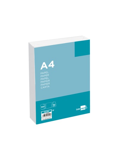 Papel liderpapel a4 90g/m2 liso paquete de 100 hojas