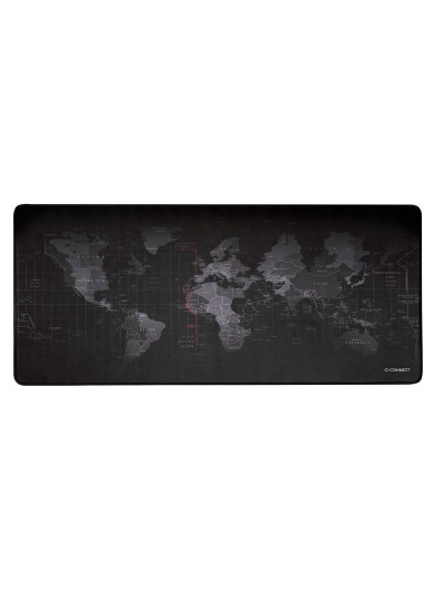 Alfombrilla para raton q-connect xxl negra con diseño mapa del mundo 900x400 mm