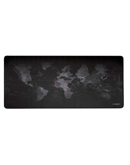 Alfombrilla para raton q-connect xxl negra con diseño mapa del mundo 900x400 mm