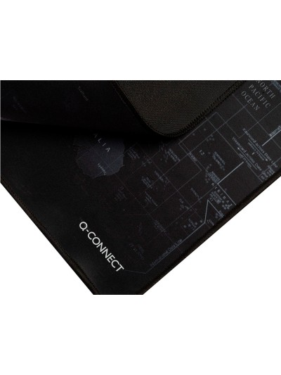 Alfombrilla para raton q-connect xxl negra con diseño mapa del mundo 900x400 mm