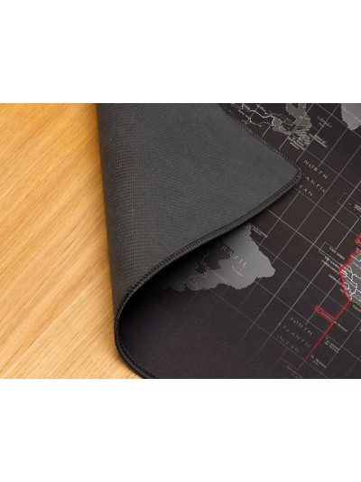 Alfombrilla para raton q-connect xxl negra con diseño mapa del mundo 900x400 mm
