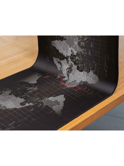 Alfombrilla para raton q-connect xxl negra con diseño mapa del mundo 900x400 mm
