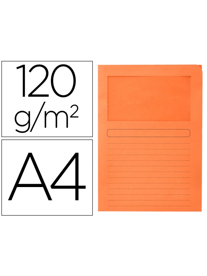 Subcarpeta cartulina q-connect din a4 naranja con ventana transparente 120 g/m2 Subcarpeta cartulina q-connect din a4 naranja con ventana transparente 120 g/m2