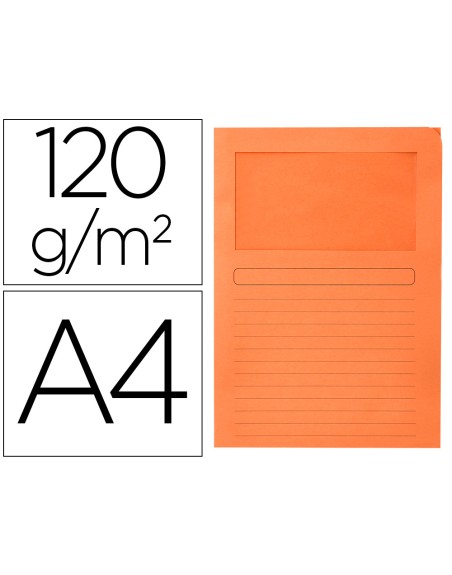 Subcarpeta cartulina q-connect din a4 naranja con ventana transparente 120 g/m2