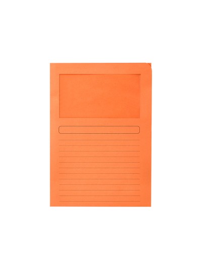 Subcarpeta cartulina q-connect din a4 naranja con ventana transparente 120 g/m2