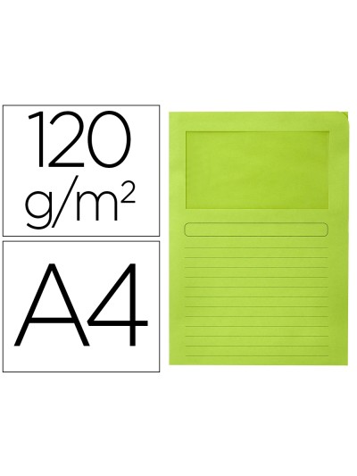 Subcarpeta cartulina q-connect din a4 verde con ventana transparente 120 gr