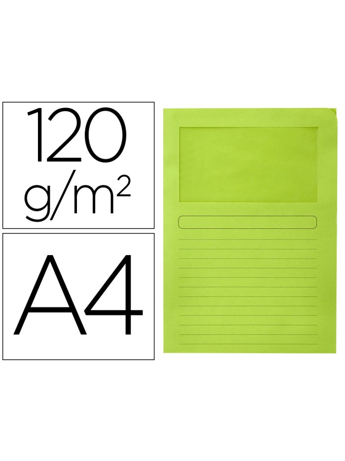 Subcarpeta cartulina q-connect din a4 verde con ventana transparente 120 gr Subcarpeta cartulina q-connect din a4 verde con ventana transparente 120 gr