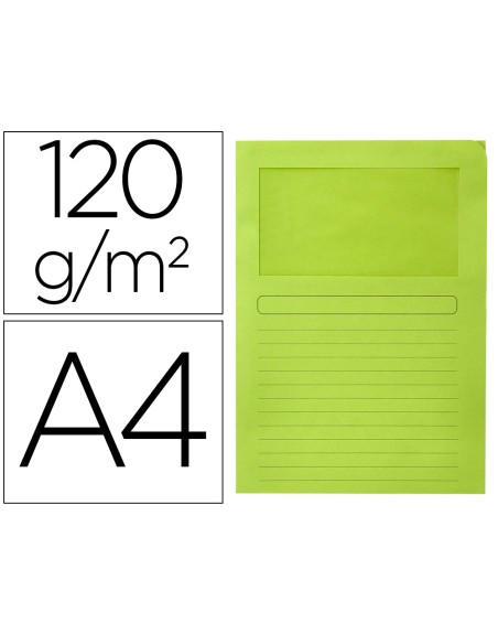 Subcarpeta cartulina q-connect din a4 verde con ventana transparente 120 gr
