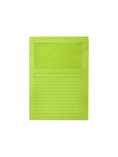 Subcarpeta cartulina q-connect din a4 verde con ventana transparente 120 gr