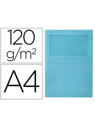Subcarpeta cartulina q-connect din a4 azul con ventana transparente 120 g/m2