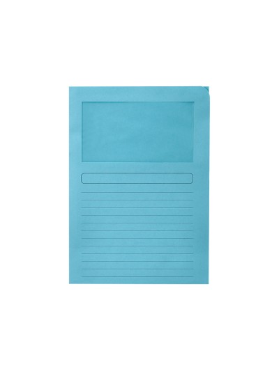 Subcarpeta cartulina q-connect din a4 azul con ventana transparente 120 g/m2