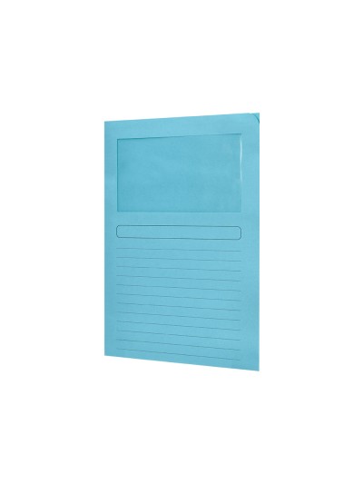 Subcarpeta cartulina q-connect din a4 azul con ventana transparente 120 g/m2