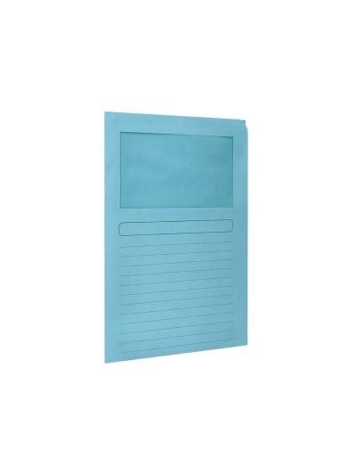 Subcarpeta cartulina q-connect din a4 azul con ventana transparente 120 g/m2