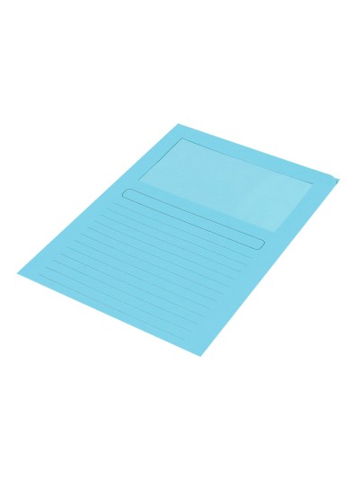 Subcarpeta cartulina q-connect din a4 azul con ventana transparente 120 g/m2