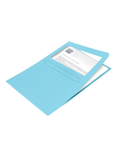 Subcarpeta cartulina q-connect din a4 azul con ventana transparente 120 g/m2