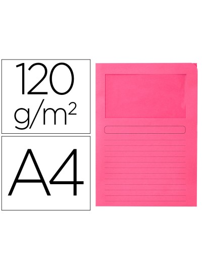 Subcarpeta cartulina q-connect din a4 rosa con ventana transparente 120 g/m2