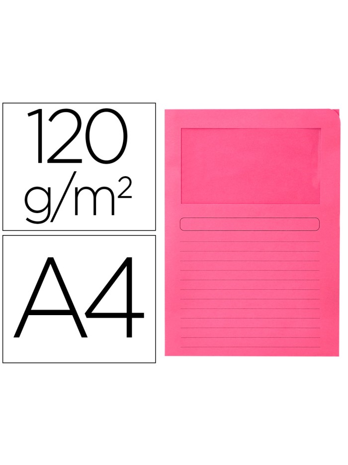 Subcarpeta cartulina q-connect din a4 rosa con ventana transparente 120 g/m2 Subcarpeta cartulina q-connect din a4 rosa con ventana transparente 120 g/m2
