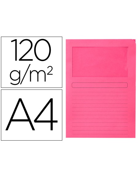 Subcarpeta cartulina q-connect din a4 rosa con ventana transparente 120 g/m2