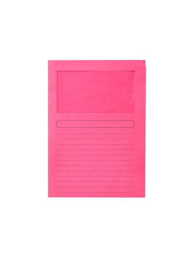 Subcarpeta cartulina q-connect din a4 rosa con ventana transparente 120 g/m2