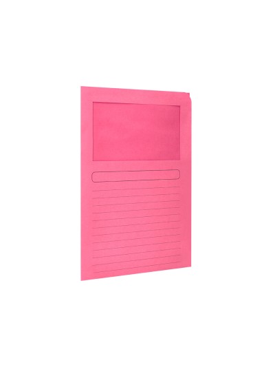 Subcarpeta cartulina q-connect din a4 rosa con ventana transparente 120 g/m2