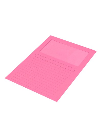 Subcarpeta cartulina q-connect din a4 rosa con ventana transparente 120 g/m2