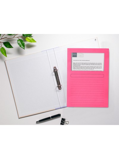 Subcarpeta cartulina q-connect din a4 rosa con ventana transparente 120 g/m2